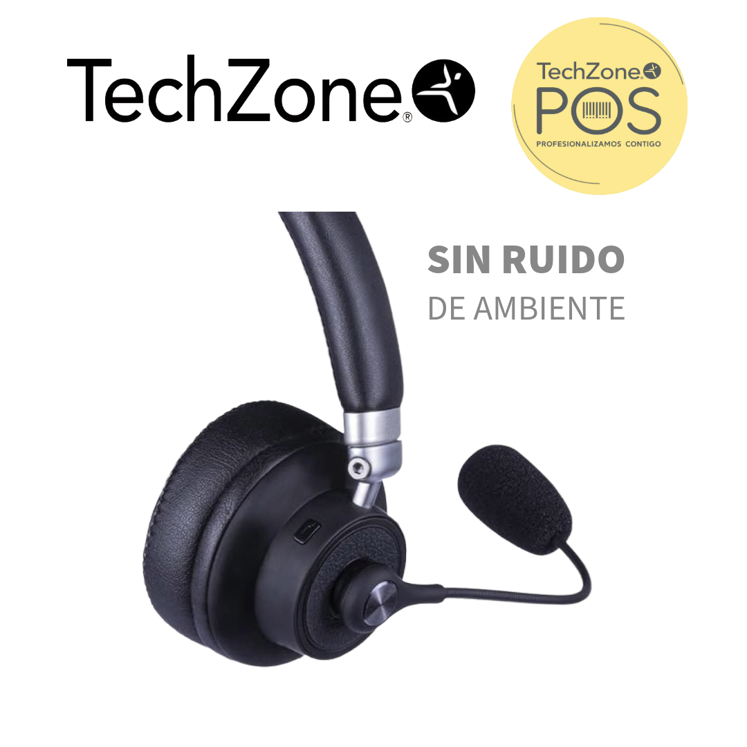 TechZone Diadema Din Tree, Para Video Conferencia, Mono Stereo, Bluetooth 5.0 Usb Recargable 16 Hrs Activa / 300 Modo Reposo - Image 2
